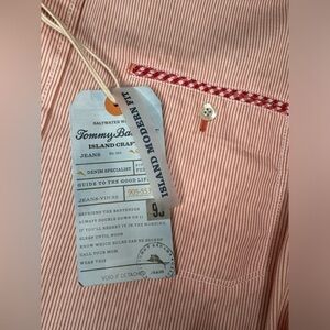 Tommy Bahama Island Modern Fit Orange Stripe Button Down Shirt Size XL